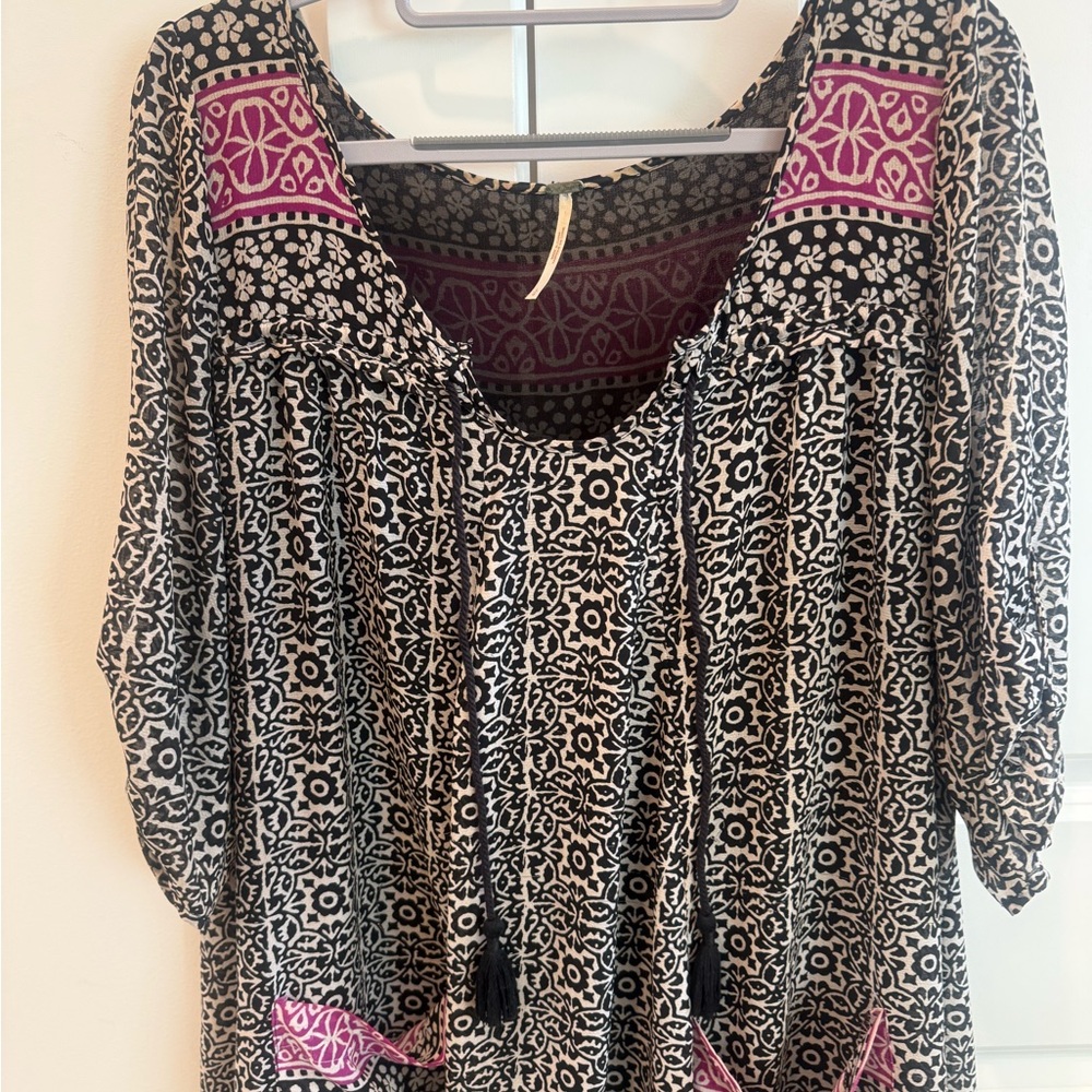 Free People Penny Lane Babydoll
Tunic Dress Boho Print Chiffon Pockets Size L - Picture 8 of 12